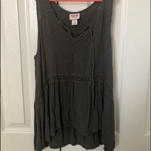 Army green flowy tank top